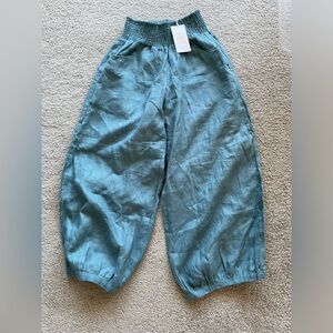 Nomad the Label Sadhu French Linen Pants Tahiti Blue Size S NWT